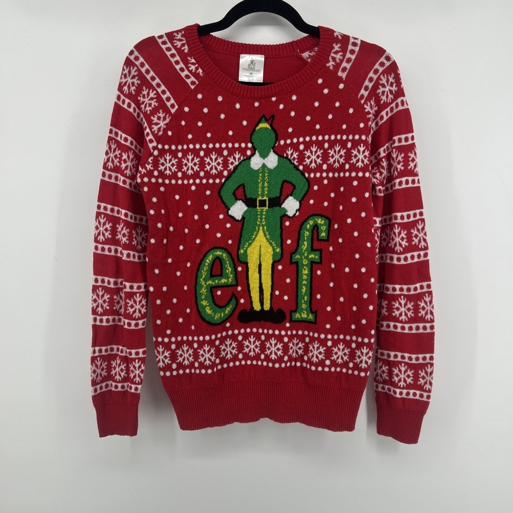 Elf Movie Christmas Sweater M Red Knit Fair Isle Coquette Ugly Holiday Y2K Cozy